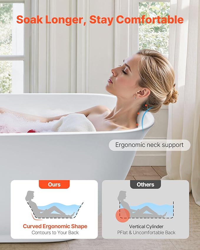 VEVOR Acrylic Freestanding Bathtub, 67 Inch Contemporary Soaking White Tub with Polished Chrome Overflow and Drain, Elegant Oval Shape Stand Alone Soaker Tub for Modern Bathroom or Remodel Projects