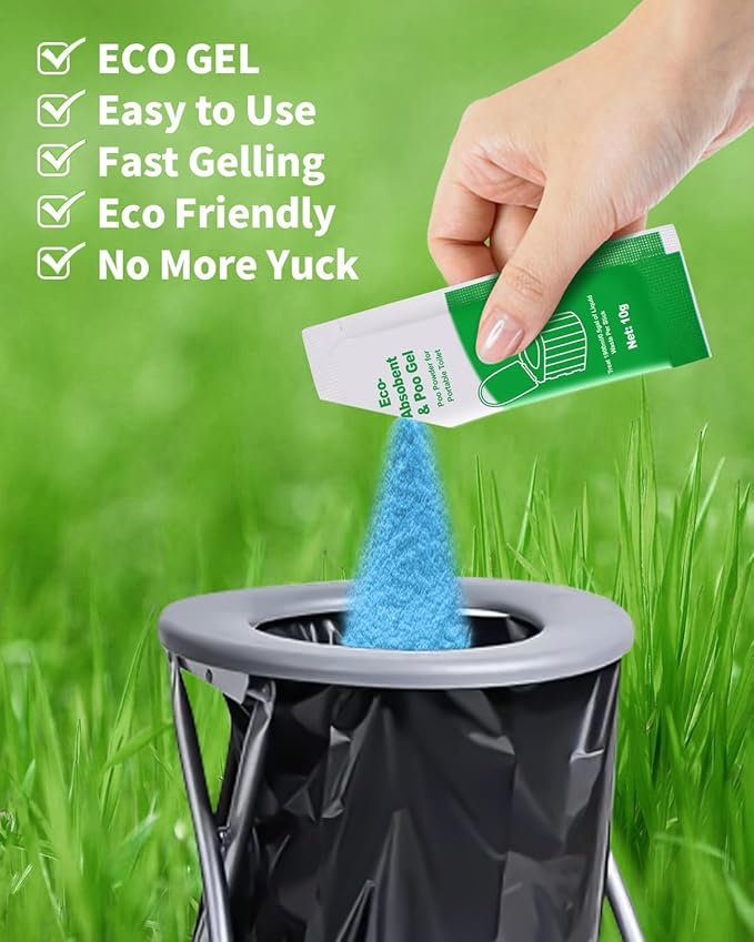 Camping Toilet Bags Poo Gel Set, 35 Count Portable Toilet Bags with 35 Count Camping Toilet Gel, 10 Gallon Composting Toilet for Portable Outdoor Hiking