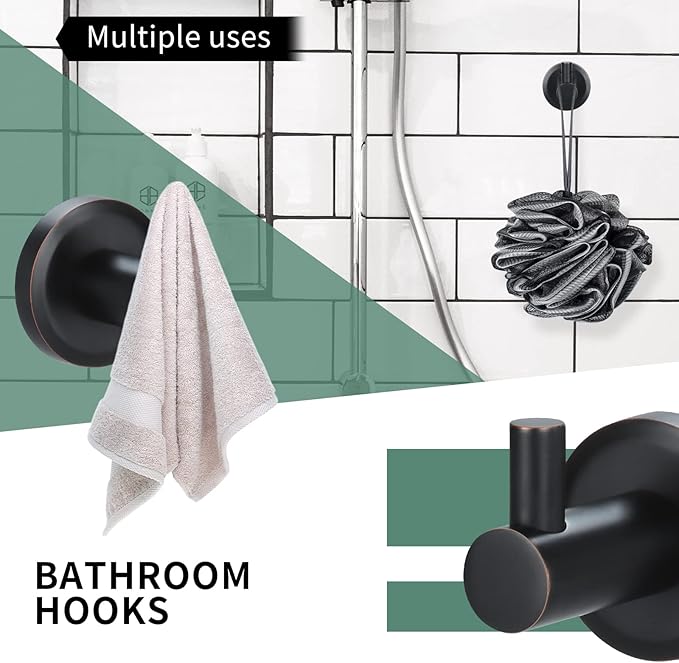 Oil Rubbed Bronze Bathroom Hardware Set 4 Piece Towel bar Adjustable Expandable Towel Rack Stainless Steel Towel Rail Wall Mounted Towel Holder Set