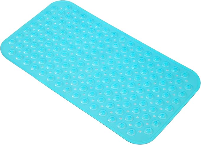 Anti-Slip Bathtub Shower mat, 27.5×14.5（Approximately 70×37cm） inch Soft Oversized Machine Washable Non-Slip Bathtub mat with Drainage Holes, Bathroom Floor Suction Cup.（1-Clear Green）