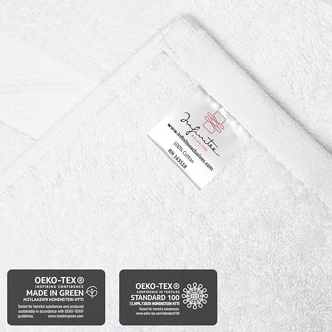 Infinitee Xclusives White Hand Towels for Bathroom - Set of 6 (16x28 inches) 600 GSM, 100% Cotton Ultra Soft, Quick Drying, Hotel Quality Hand Towel Set (Brilliant White, Hand Towels)