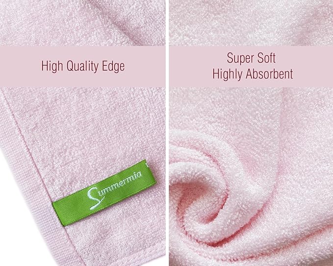 Washcloths 12 Pack 13" x 13" - Soft Wash Cloths for Your Face Towel, Wash Cloths for Your Body (White+Pink)