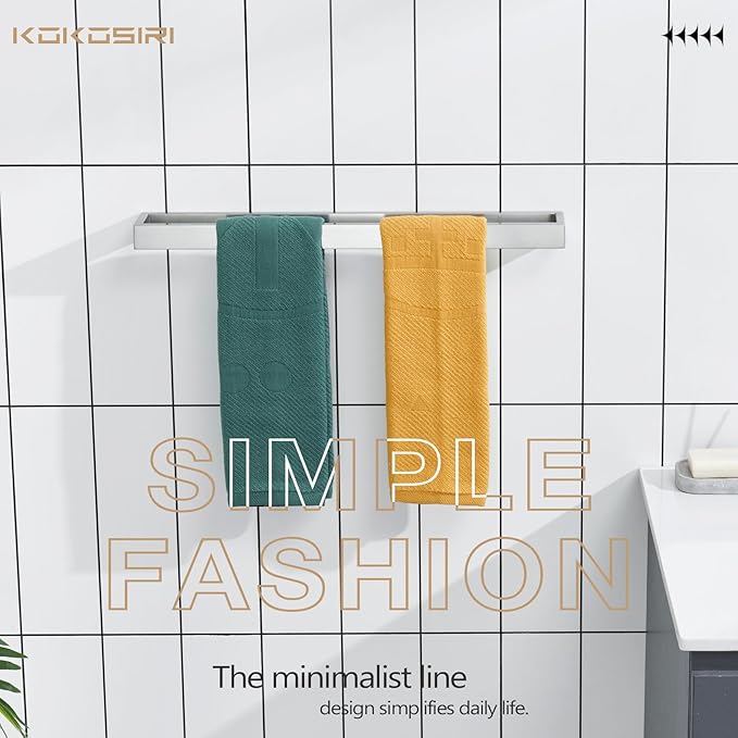 KOKOSIRI Towel Bar Brushed Nickel Bath Towel Hanger Holder 20-Inch Kitchen Rack Stainless Steel for Bathroom Hardware Wall Mount, 1 Pack B4008BR-L20