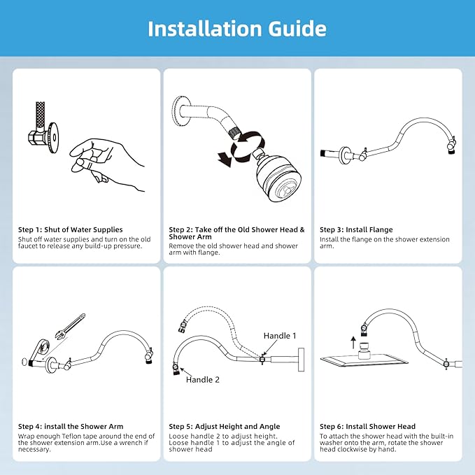 Hibbent All Metal Upgraded 18'' Shower Head Extension Arm, Shower Arm with Flange, Brass Flexible Height & Angle Adjustable Shower Extender with Lock Joint, Universal Connection, Brushed Nickel