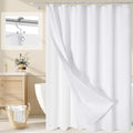 3 in 1 Long Shower Curtain Set-72 W x 78 H, White Waffle and PEVA Liner Set with 12 Stainless Steel Hooks, Waterproof Fabric for Bathroom