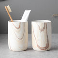Brown Marble Toothbrush Holders - Ceramic Toothbrush Holders for Bathrooms, Toothbrush Toothpaste Holders, 2 Marble Bathroom Tumbler Cups Reusable Toothbrush Mouthwash Cup, Bathroom Counter Organizer