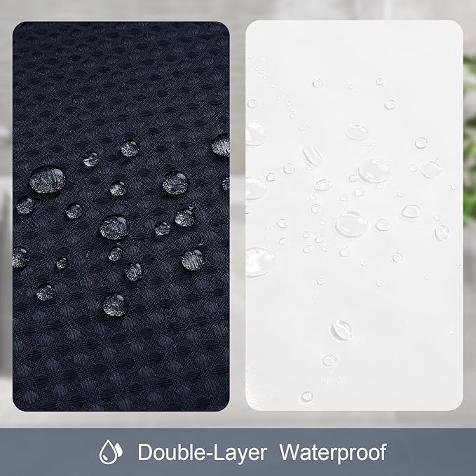 3 in 1 Long Navy Blue Shower Curtain Set-72 W x 78 H, Modern Waffle and PEVA Liner Set with 12 Stainless Steel Hooks, Waterproof Fabric for Bathroom