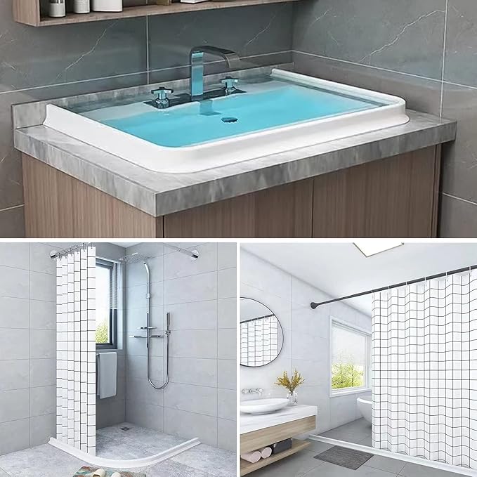 Collapsible Shower Water Guard Water Splash Guard Water Dam Barrier Shower Threshold for Shower Stall, Stay Dry Retainer for Wet and Dry Separation for Bathroom (39") …