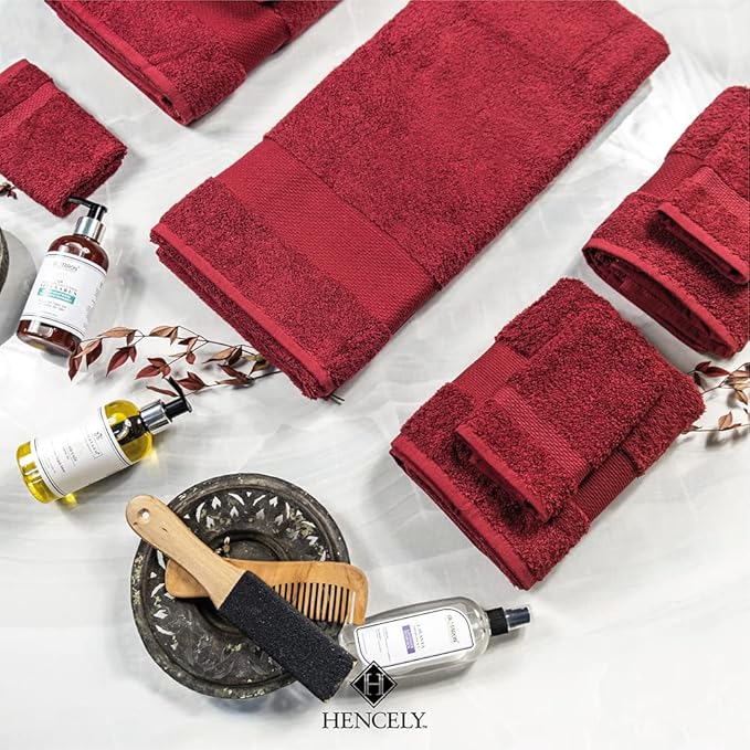Hencely Bath Sheet Set of 2 - (35x64 Inches) - Luxury Extra Large Oversized Towels, 100% Cotton - Quick Dry, Highly Absorbent, Super Soft - Ideal for Spa, Hotel, Bathroom - (Bath Sheets 2 Pack, Red)