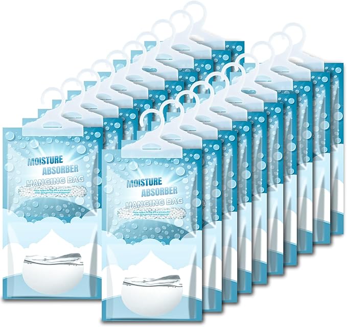 Moisture Absorbers Packets - Hanging Moisture Absorbers Dehumidifier Bags for Closet Bathroom Kitchen, Fragrance Free Humidity Absorber Packs, Removes Moisture & Odors, 20 Pack