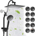 Hibbent cUPC Certified All Metal 12" Rainfall Showerhead Combo, High Pressure Shower Head with 10-Sprays Handheld, Innovative 4-way Diverter with Pause Mode, 71'' Shower Hose and Holder, Matte Black
