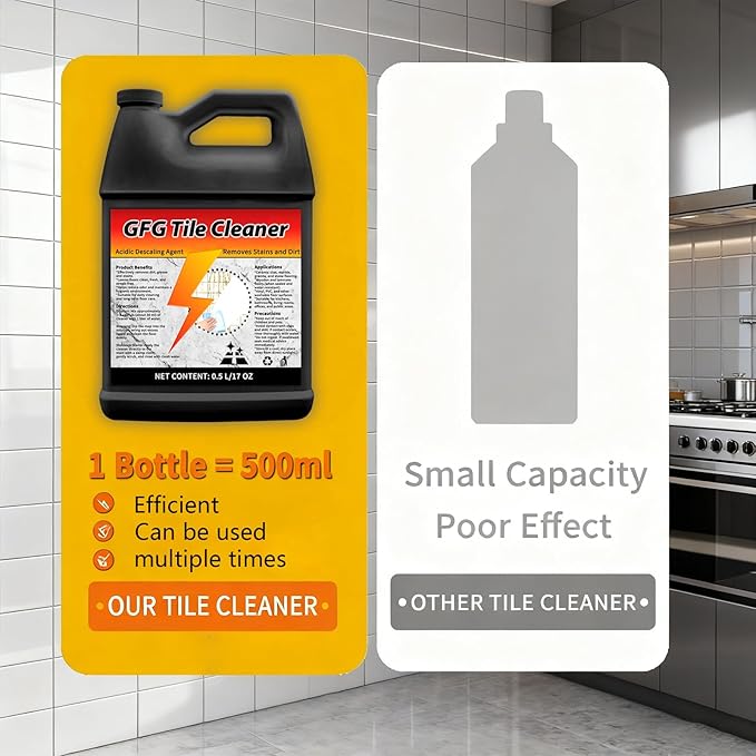 GFG Tile & Grout Cleaner Liquid - Multi-Surface Floor Cleaner for Bathroom, Kitchen, Tiles, Porcelain & Hardwood - Original Stain Remover with Plant-Based Ingredients, Grease & Dirt Fighter (1pc)