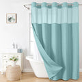 Extra Long No Hooks Needed Linen Textured Shower Curtain with Snap-in Fabric Liner Set,White Hotel Luxury Decor Shower Curtains for Bathroom,Waterproof & Washable,71Wx86H,Teal