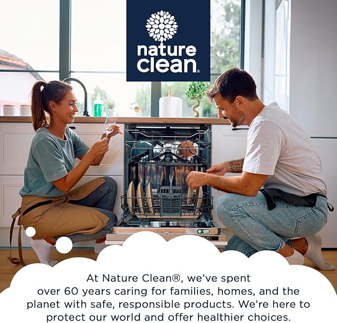 Nature Clean Natural Dishwasher Rinse Aid Liquid, Plant-Based Dishwasher Drying Agent with 99.7% Natural Ingredients, Unbelievable Power and No Nasty Chemicals. Hard Water Stain Remover. 8 oz 2-pack