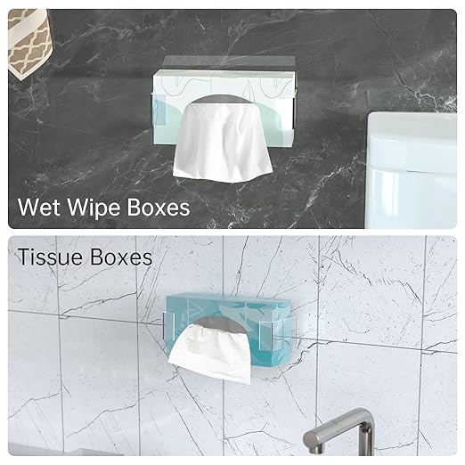 NiHome Clear Wall-Mounted Acrylic Glove Box Holder Dispenser for Bathroom, Kitchen, Lab, Salon Use - Easy to Install, Space-Saving Storage for Gloves, Tissues, Wipes with Hygienic Touch-Free Access