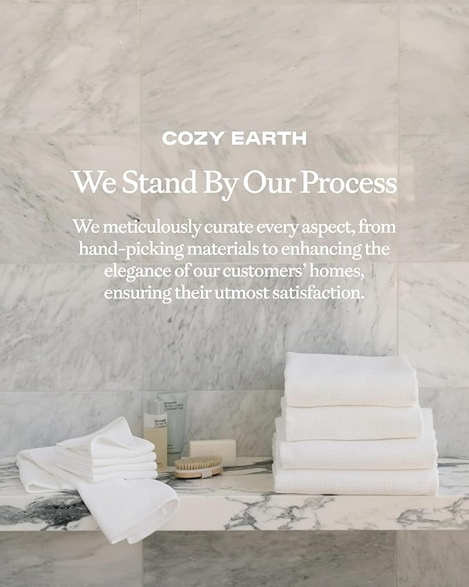 Cozy Earth Waffle Bath Sheets - 60% Cotton 40% Viscose from Bamboo Bath Sheets 40 x 65 Inches - Soft & Absorbent Terry, Reversible Mini Textured Waffle & Weave Pattern - 2 Pack