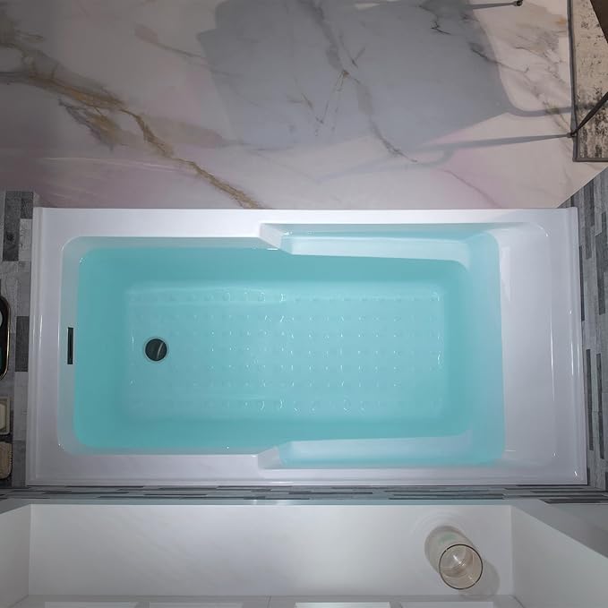 WOODBRIDGE 54" Acrylic Rectangular Alcove Soaking Bathtub in White with Right Drain, Matte Black Pop-Up Drain Included BA5430R
