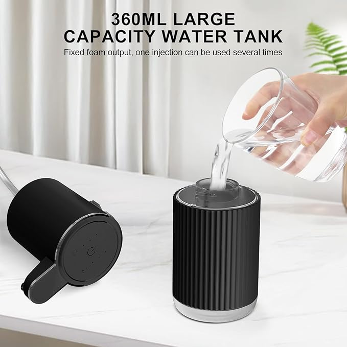 GuDoQi Automatic Touchless Liquid Soap Dispenser, 4-Level Adjustable Foam, USB Rechargeable Hand Soap Dispenser for Bathroom, Kitchen Countertops, 12.2oz/360mL, Black