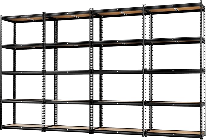 LEVELEVE 5-Tier Heavy Duty Storage Shelving Unit, 2000 lbs Capacity, Adjustable Metal Utility Shelf, 48" L x 18" W x 73" H for Garage, Kitchen, Pantry, Basement, Bathroom, Laundry,4 Pack