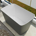 47" Lucite Acrylic Freestanding Bathtub，Square Shape Janpanese Soaking Tub,Toe-tap Chrome Right Drain, Slotted Overflow, cUPC Certified,Glossy 37°Gray