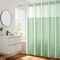 River Dream Heavyweight No Hooks Required Dotted Waffle Weave Shower Curtain with Snap in Liner - 71W x 74H,Hotel Grade,Spa Like Bath Curtain,Green Light