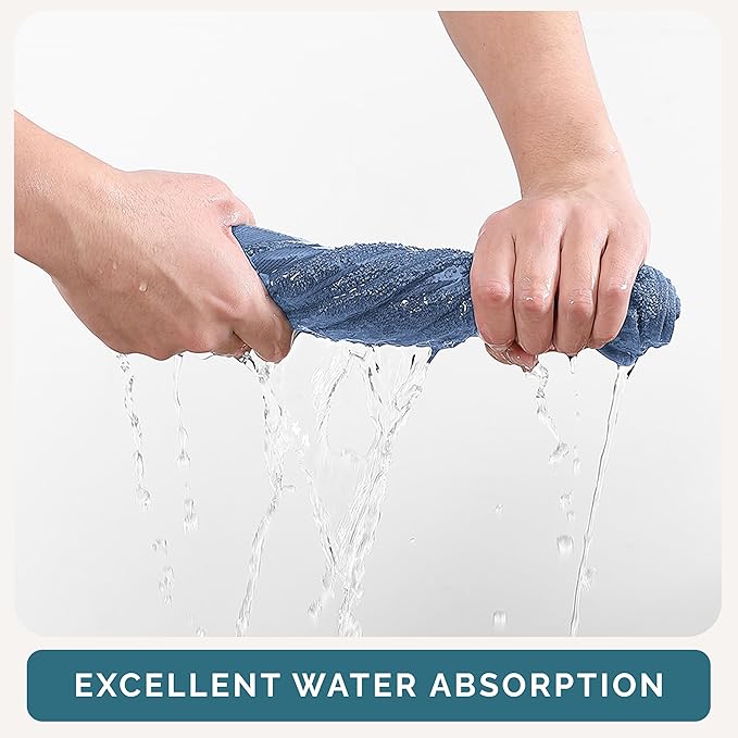 Casa Platino 100% Cotton Wash Cloths 24 Pack - Spa & Salon Quality - Ring Spun Cotton Face Cloths- Soft & Absorbent Washcloths for Shower, Home, Kitchen - Fingertip Towels - 13"x13", Cerulean Blue