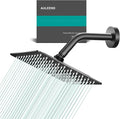 Square Rain Shower Head, High Flow Stainless Steel,Work with any decorative style，All Metal Rainfall Shower Head (Matte Black, 8)