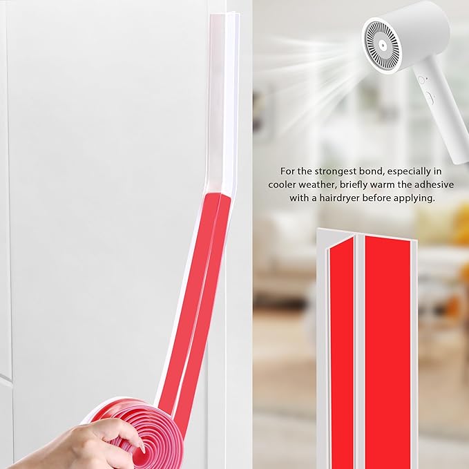 20Ft T-Shaped Door Draft Stopper, Silicone Weather Stripping Seal Tape for Doors and Windows - Clear, 1.38" Wide (35mm)