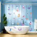 Clear Butterfly Shower Curtain Liner, Colorful Plastic Transparent Pretty Shower Curtains for Bathroom, 72x72 Weighted Magnetic Shower Curtain Set with 12 Hooks
