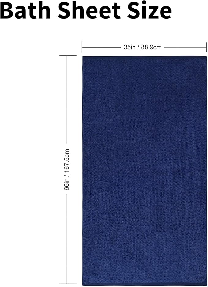Everplush Diamond Collection Extra Large Bath Sheet Towel – 1 Pieces, Super Soft & Highly Absorbent, Quick-Drying & Extra Large. Perfect for Bathroom, Pool, Swimming Use (Navy, 35" x 66" 1PK)