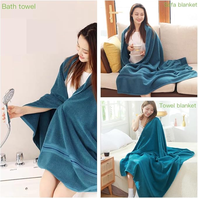 Bath Sheet,Oversized Bath Towel,Beach Towel, 40x73 inches, Extra Large,100% Luxury Cotton, Super Soft & Absorbent(Indigo Blue, Extral Large)