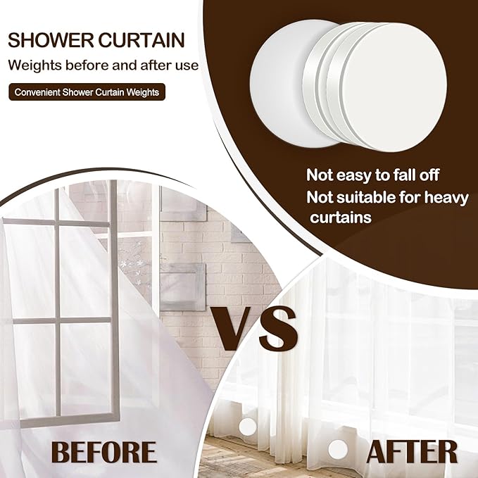 16 Pack Shower Curtain Weights, Rubber Covered Magnetic Curtain Weights, Shower Magnets for Curtain Liner Prevent from Blowing Around, Work for Drapery, Flag, Tablecloth (8 Pairs)