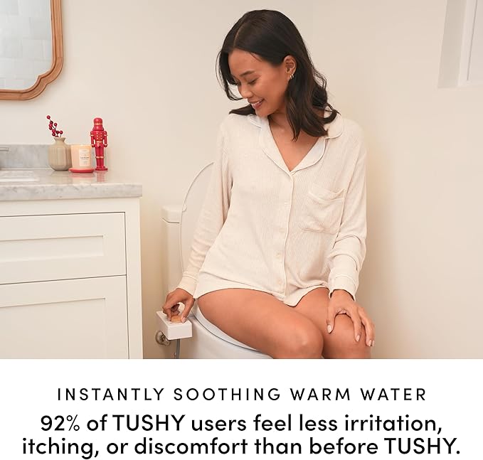 TUSHY 3.0 Spa Cool to Warm Water Bidet Attachment. Easy Universal Toilet Seat Install, Requires Sink Connection for Temperature Control. Fresh Self-Cleaning Clean Water, Noir/Gold