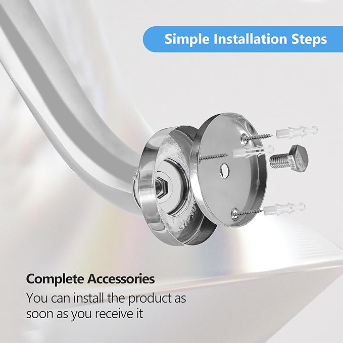 Shower Grab Bar, 2 Pack 12 Inch Brushed Nickel Bathroom Safety Bar, 1.25" Diameter 304 Stainless Steel Grab Bars for Bathtubs and Showers, Handicap Shower Grab Bar for Seniors Elderly