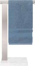 Stainless Steel L-Shaped Hand Towel Holder, SUS304 Bathroom Towel Rack with Thickened Base for Countertop Vanity (Brush Nickel, Square Base)