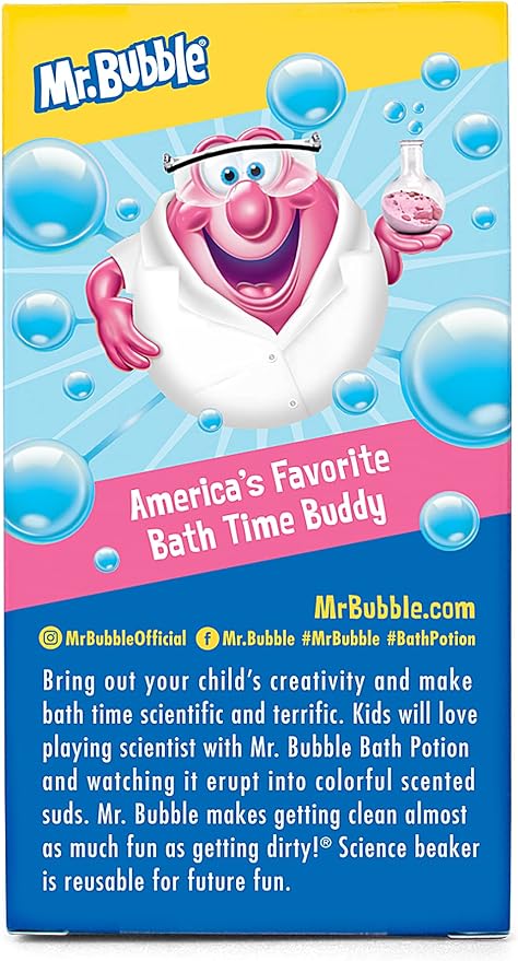 Mr. Bubble Kids Original Bath Bomb Potions - Colorful Fizzy Fun - Cool Foam and Bubble Science Beaker Bath Toys (Pack of 4)