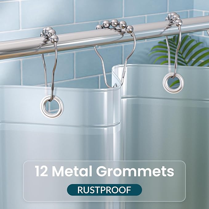 Titanker Extra Long Shower Curtain Liner 72 x 84 Plastic Frosted Shower Liner Waterproof Shower Curtain Liner PEVA Shower Curtains for Bathroom with Magnets and Rustproof Metal Grommets