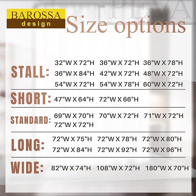 Barossa Design Clawfoot Tub Shower Curtain with 12 Magnets - 36 Metal Hooks Included, 180" W x 70" H Wrap Around, Waterproof PEVA Shower Liner for Bathroom, PVC Free, Metal Grommets - Black, 180x70