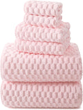 REDKISS Pink Microfiber Bath Towels Set of 6-35x70 Inches Oversized Bath Sheets, Extra Large Bath Towels Set of 6 for Adults, Super Soft Quick Dry Lint Free Absorbent Waffle Microfiber Shower Towels