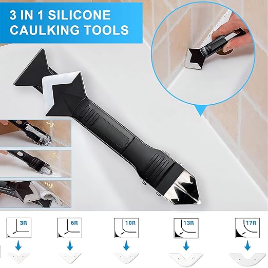 8Oz Black Waterproof Caulk & Seal Silicone Sealant, Wadities Tile Grout Repair Kit with Grout Remove Scraper, Shrink & Crack Proof for Bathroom, Shower, Kitchen, Floor (4Oz, Pack of 2)