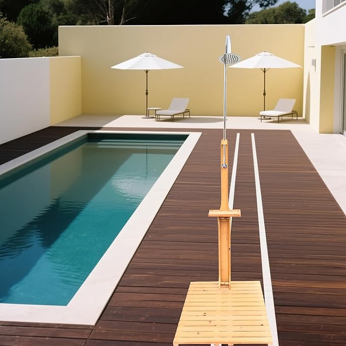 Outdoor Garden Pool Shower with Chassis Board for Outdoor Backyard Poolside Beach Pool Spa (Fir Wood)