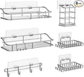 Nieifi Shower Caddy Shelf with Hooks Storage Rack Organizer Adhesive Stainless Steel without Drilling for Bathroom, Lavatory, Washroom, Restroom, Shower, Toilet, Kitchen (Sliver, 6 Pack)