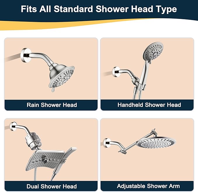 BRIGHT SHOWERS 6 Inch Brass Shower Arm with Flange Shower Pipe Arm for Wall Mount Fixed and Handheld Shower Head, Brushed Nickel