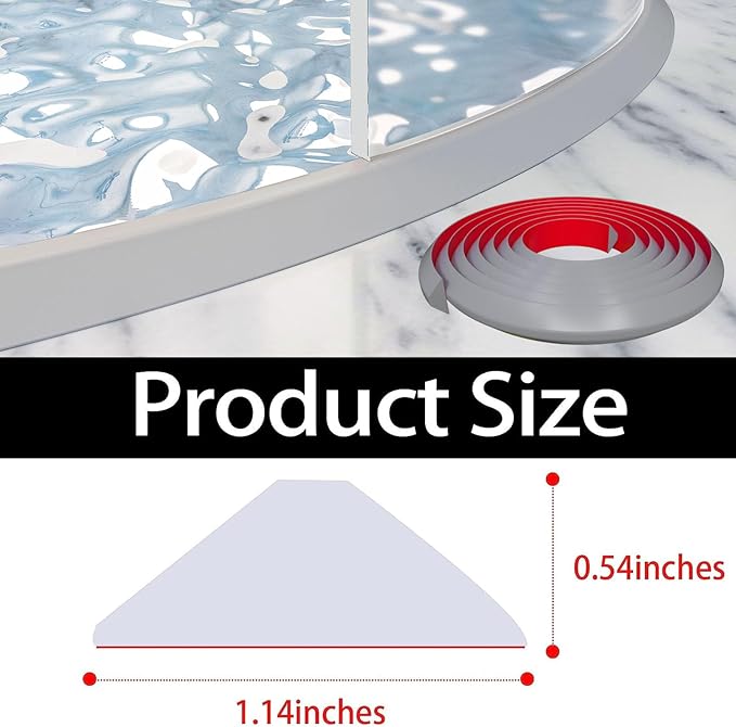 Raycity Shower Threshold Water Dam Barrier,Shower Door and Kitchen Water Strip Dam Shower Guard for Dry And Wet Separation Caulk Seal Strip Edge Trim(39Inches/Grey)