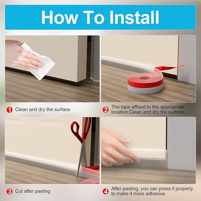 36FT Weather Stripping Door Seal - 1" Silicone Door Draft Seal Tape for Gaps Under Door Weatherstripping Sweep Stopper for Bottom of Shower Door/Sliding Glass Door