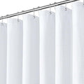 Inhousolu Fabric Shower Curtain Waffle Weave, 230 GSM Heavy Duty, Weighted Hem, 8 Metal Hooks, Water Repellent, Machine Washable, Hotel Spa Luxury Bath Curtain Set, 36 x 72 Inch, White