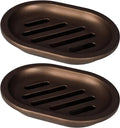 Topsky 2 Pcs Soap Dish for Shower, Double Layer Draining Soap Box with Drip Tray, Plastic - Bronze