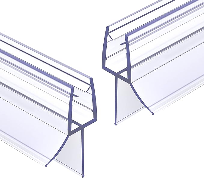 Frameless Ultra Clear Shower Door Bottom Seal 3/8"(10mm) Thick 36"(914mm) Long 2 Pack,Soft Bathroom Door Sweep Rubber Clip,Glass Shower Door Seal Strip Stop Shower Leaks,Fit for Doors Windows