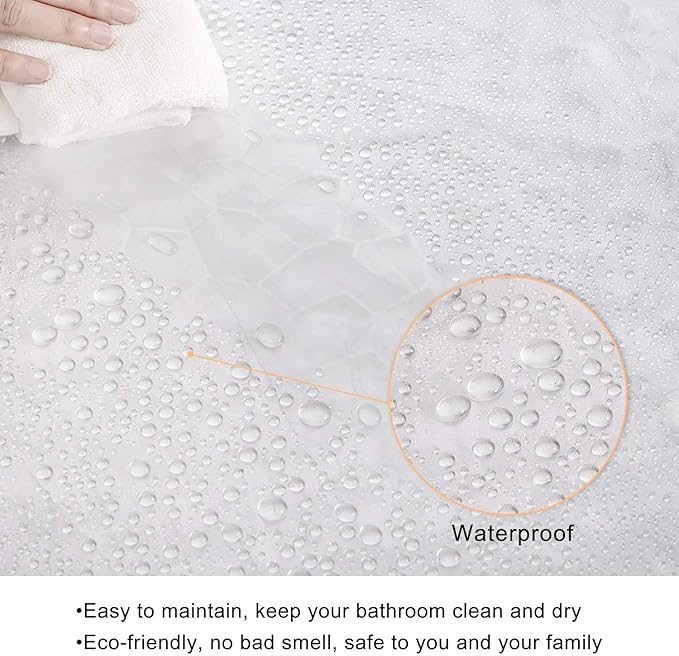 WELTRXE Shower Curtain Liner 8G EVA with 3 Magnets, Waterproof Clear Shower Curtains with 3D Water Cube Design, Heavy Duty Plastic Bathroom Shower Liner for Shower Stall, Bathtubs, 72 x 72,12 Hooks