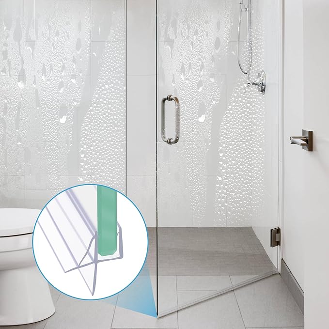 Frameless Shower Door Bottom Seal Shower Sweep with Drip Rail for 3/16 Inch Glass,36 Inch Long, Vinyl, Clear